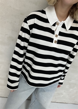 Bea polo bluse Black Stripe Cras